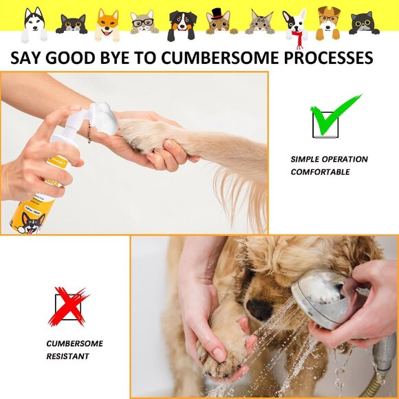 YEALIR Plant Based Foaming Paw Cleaner 2 Pack Silicone Scrubber, Towel 13.6 oz - Picture 3 of 8